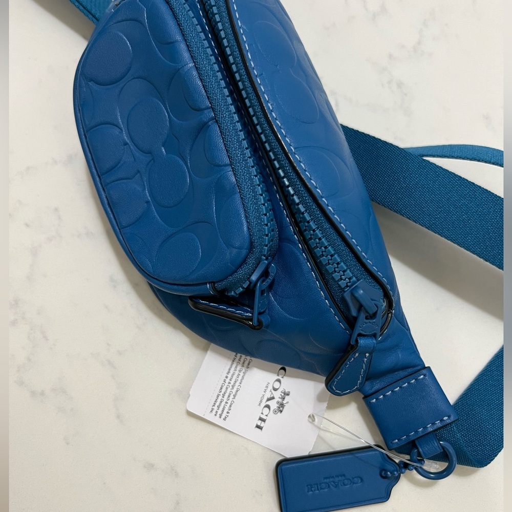 Coach Blue Belt Bag with Sleek Crescent Design - Picture 8 of 13